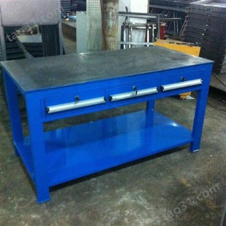 创优钢板焊接电工台带工具挂板，重型铁皮钳工修模桌，多抽屉焊工工作台