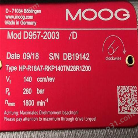 原装现货D957-2003美国MOOG穆格伺服阀HP-R18A7-RKP140TM